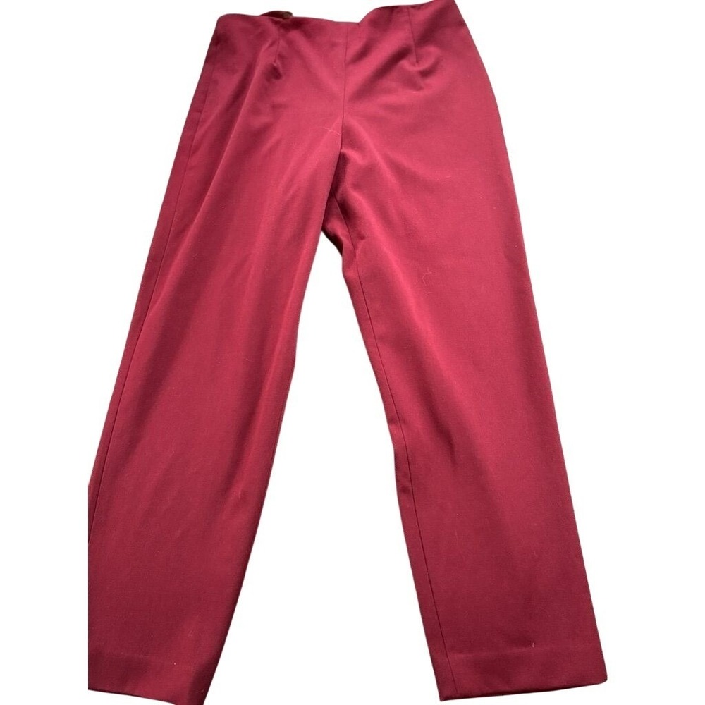 Talbots Petites Burgundy Stretch‎ Straight Leg Trousers Pants Size 14P High Rise